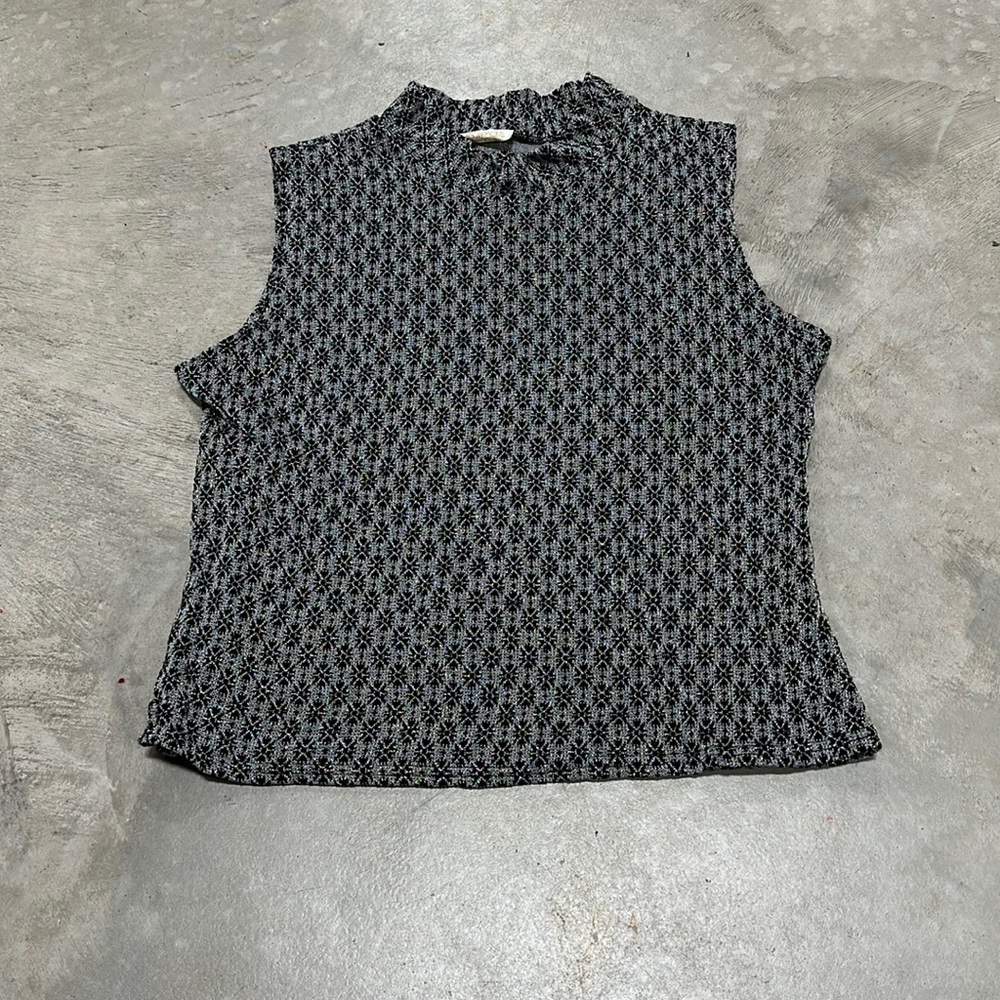 Escapades brand black n‎ silver sleeveless top /Size S /Q-56
